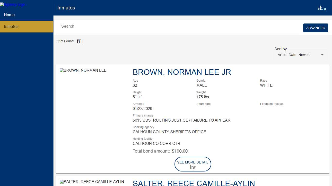 Calhoun County Sheriff's Department Police to Citizen - Inmates catalog